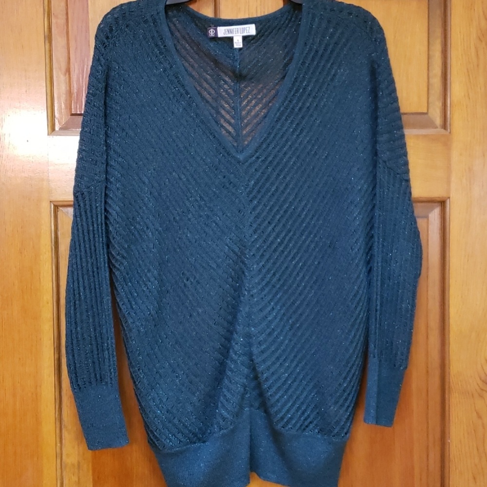 Jennifer Lopez Sheer Shimmery Sweater Top